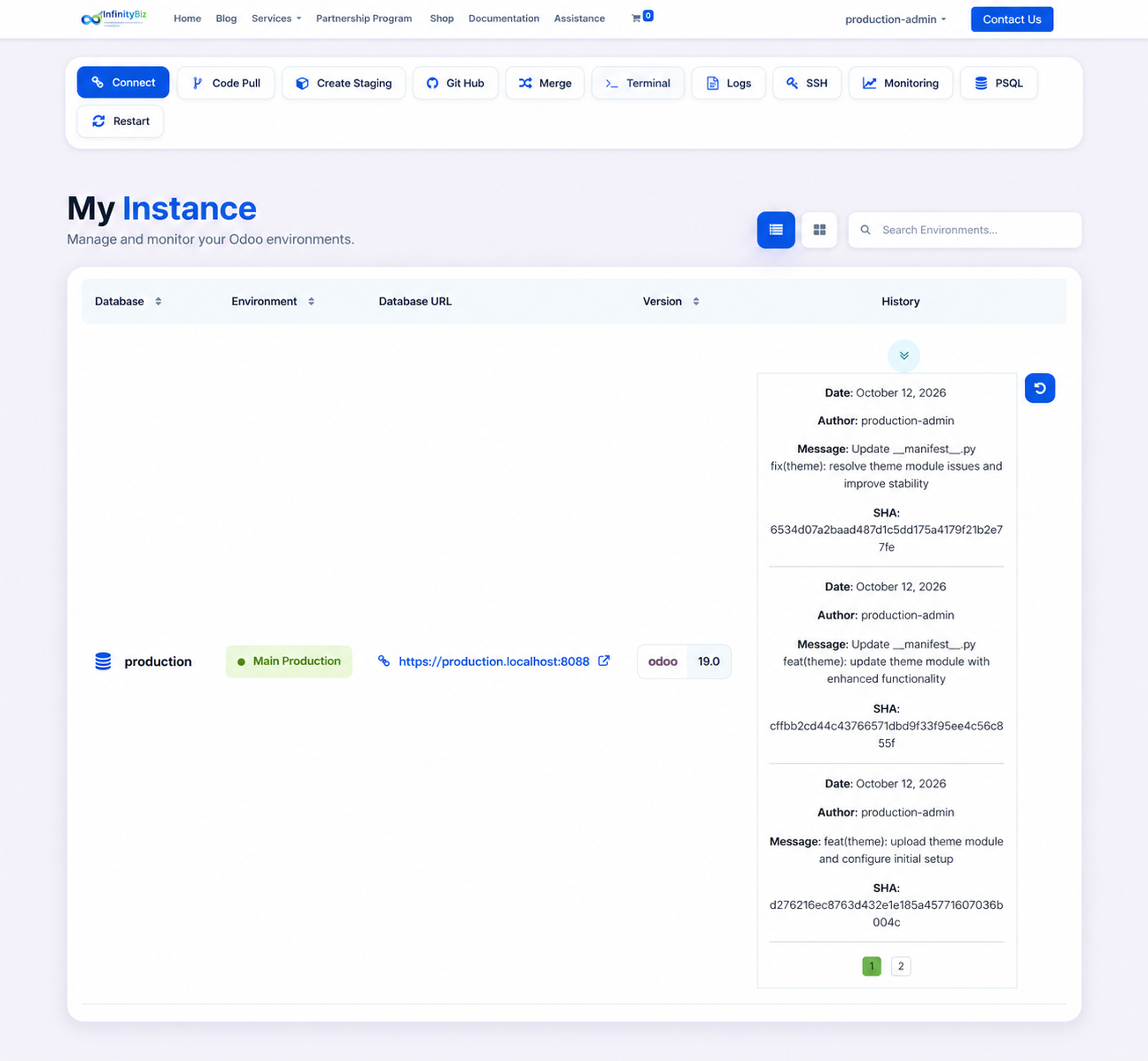 InfinityBiz Website view