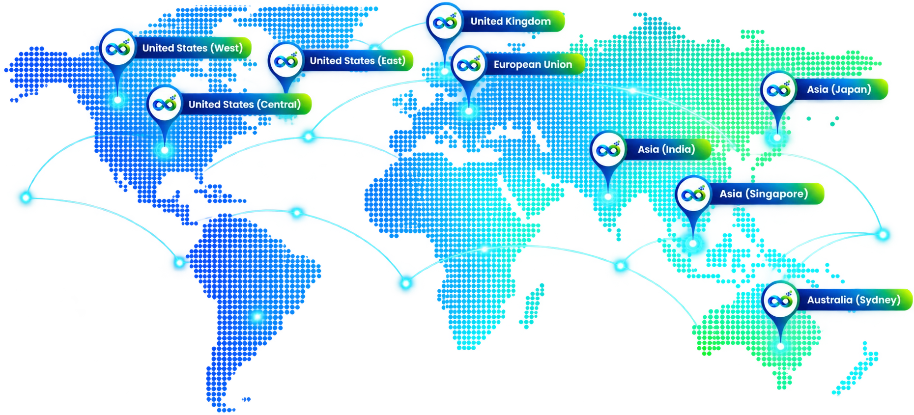 InfinityBiz global server locations world map